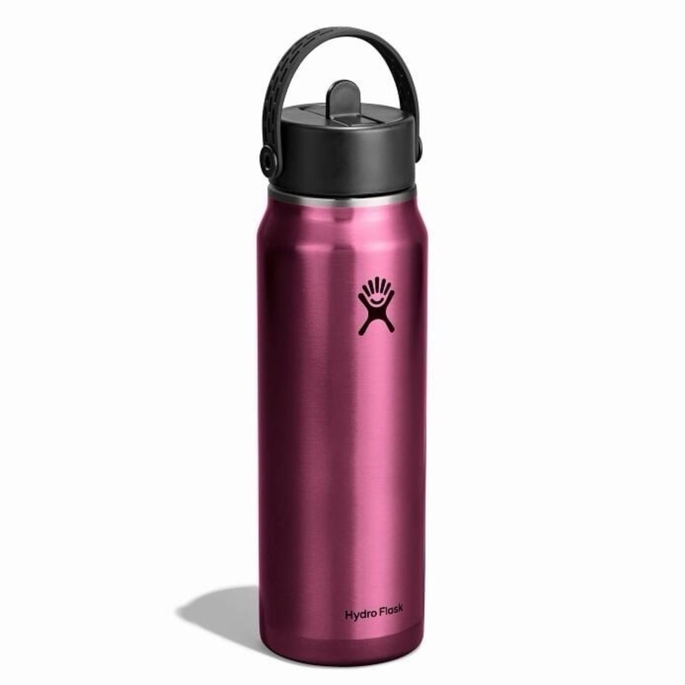New Hydroflask Lightweight Flex Straw 32 Oz Wide Mouth Garnet Red